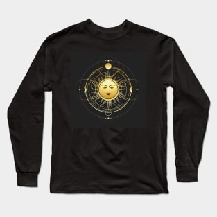 Esoteric Symbol of Sun with Phases of Moon and Stars Long Sleeve T-Shirt